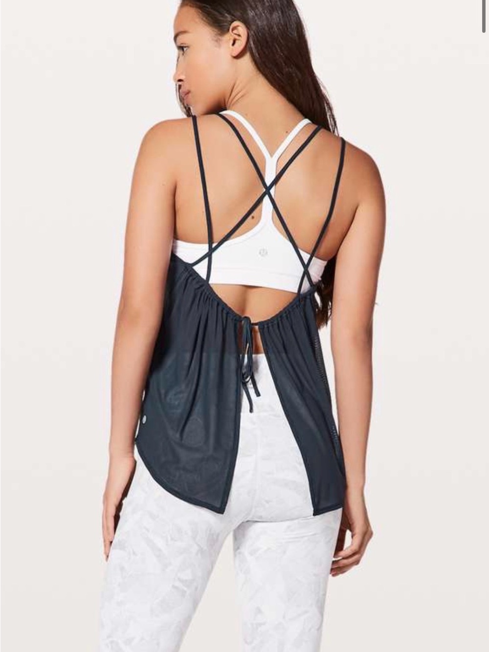 Lululemon Such a Cinch Tank Women’s True Navy Mesh Open Back Yoga S/M
